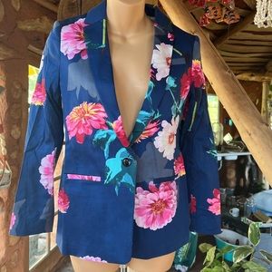 Banana Republic Navy Blue Floral Blazer